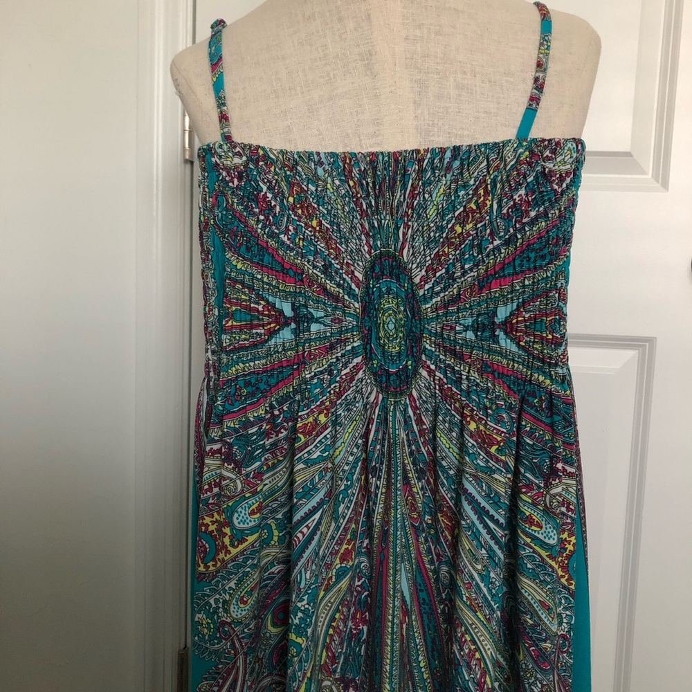 India Boutique Teal and Hot Pink Printed Maxi Dress